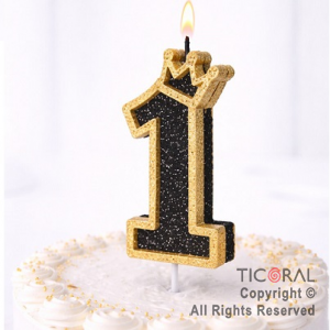 VELA NUMERO CORPOREO CON GIBRE ORO N.1 x 1